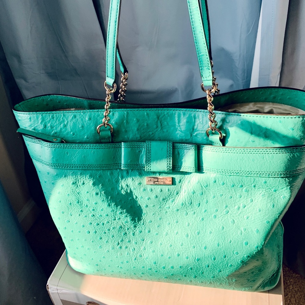 Kate Spade Ostrich embossed leather tote.